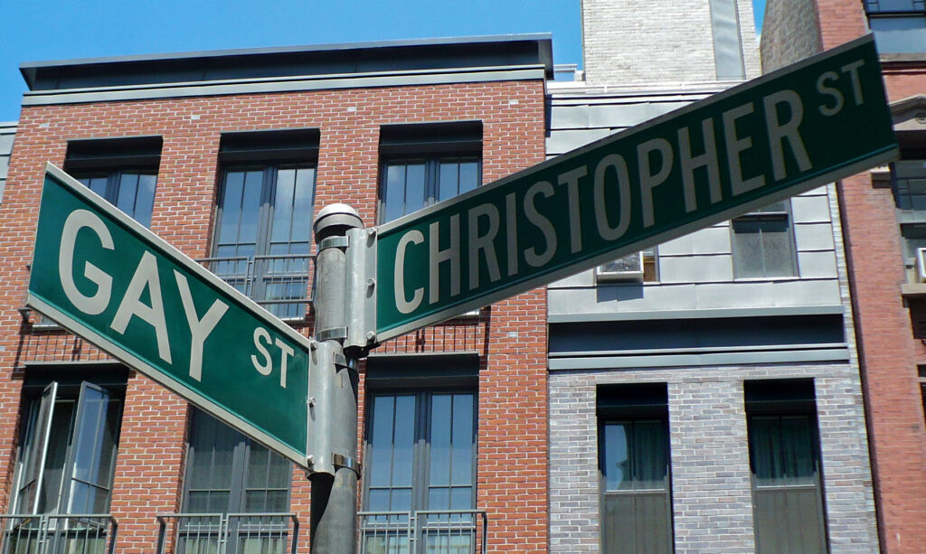 Christopher St. on Manhattan where the Stone Wall riots took place in 1969.