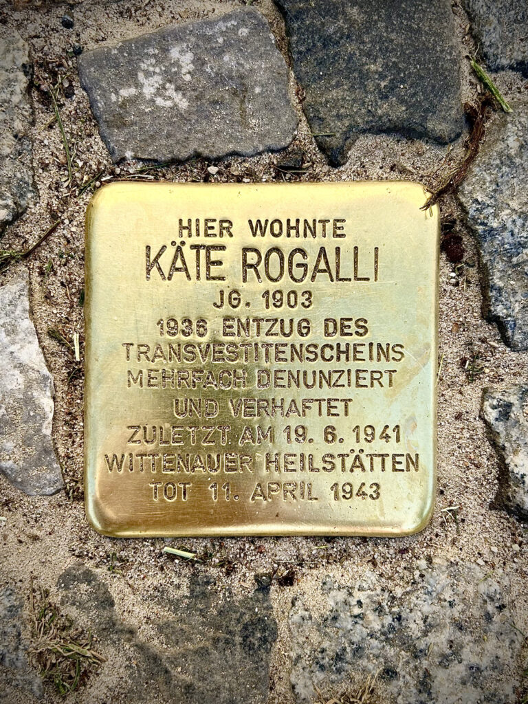 The Stolperstein of Käte Rogalli, Berlin.