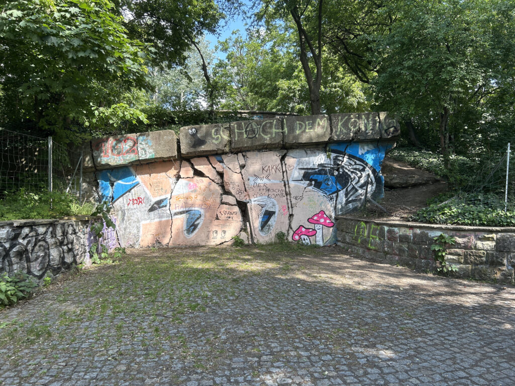This graffiti wall atop the big bunker mountain in Friedrichshain is the remains of a World War II flak tower.