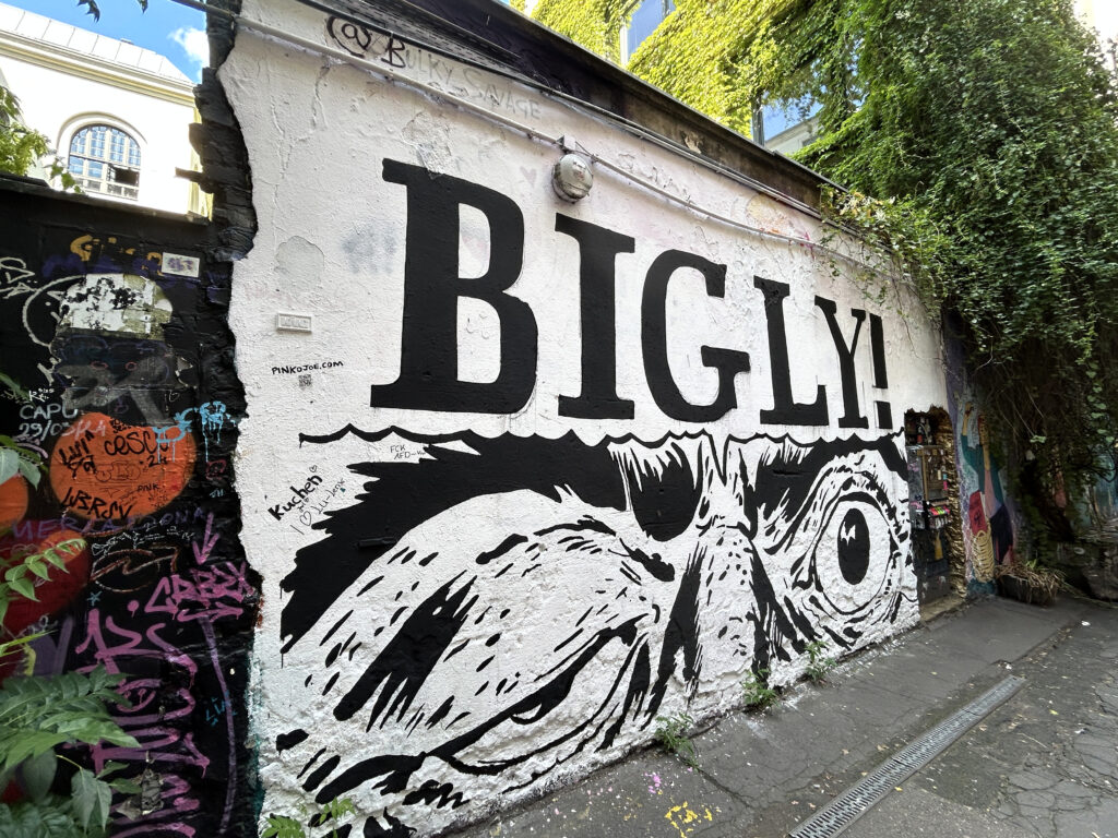 A wall with ever changing street art at Dead Chicken Allery, Berlin.