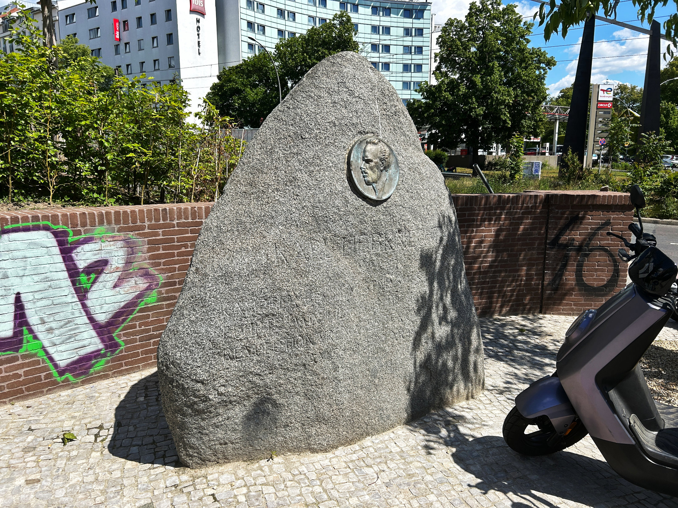 The Karl Liebknecht memorial stone in Prenzlauer Berg, Berlin.