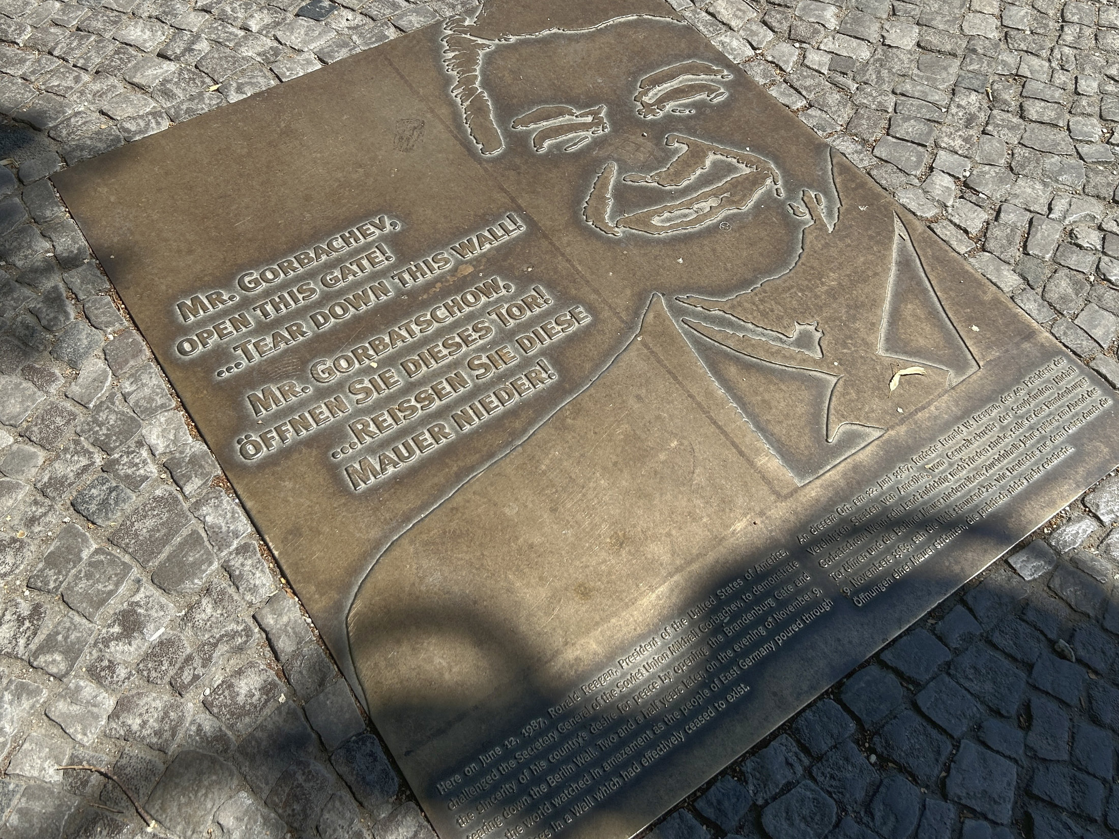 The Ronald Reagan Memorial Plague in Berlin.