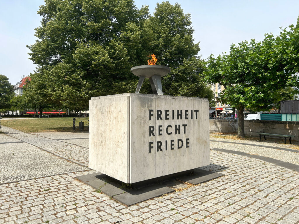 The Eternal Flame at Theodor-Heuss-Platz in Berlin.