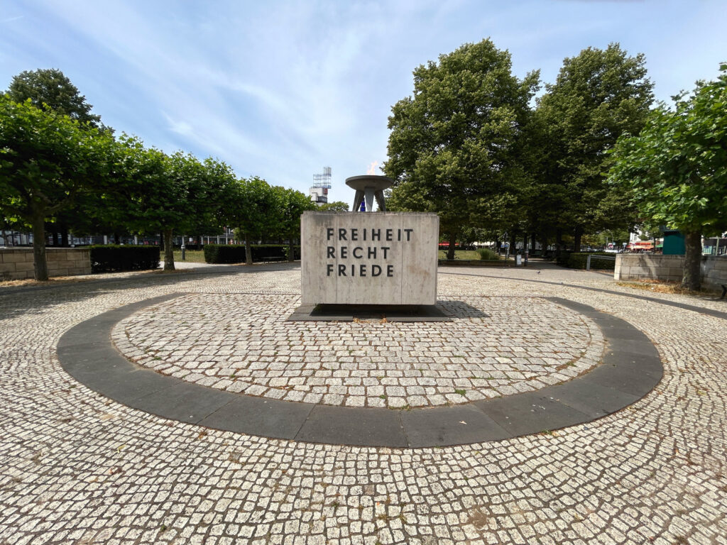 The Eternal Flame at Theodor-Heuss-Platz in Berlin.