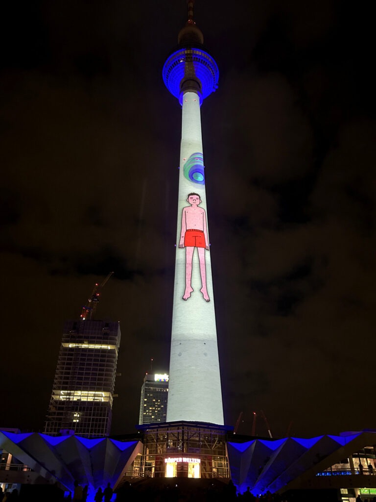 TV tower during the Festival of Lights in 2025.