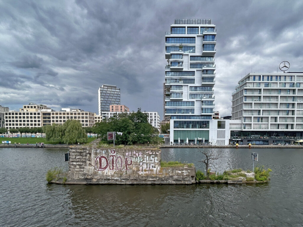 The ruin of Brommybrücke in Spree, Berlin.