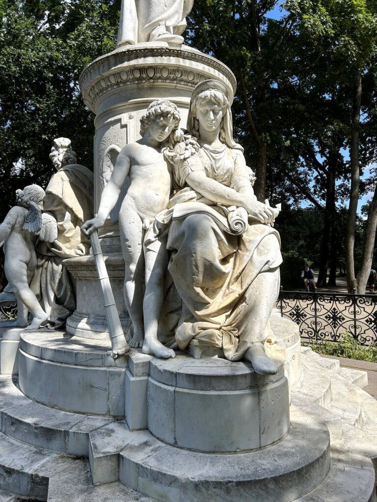War damage on the Goethe memorial in Tiergarten, Berlin.