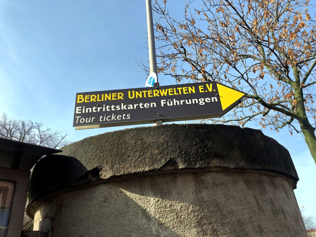 The one man bunker in front of Berliner Unterwelten's book shop.
