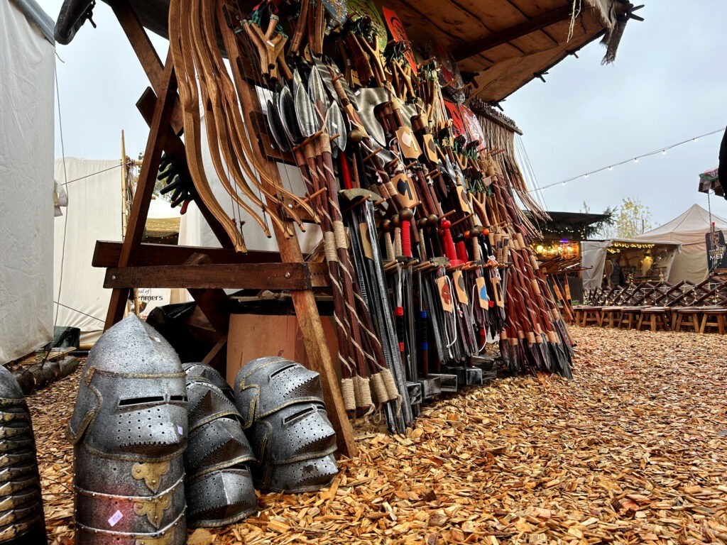 Medieval weapons at the RAW Christmas Market.