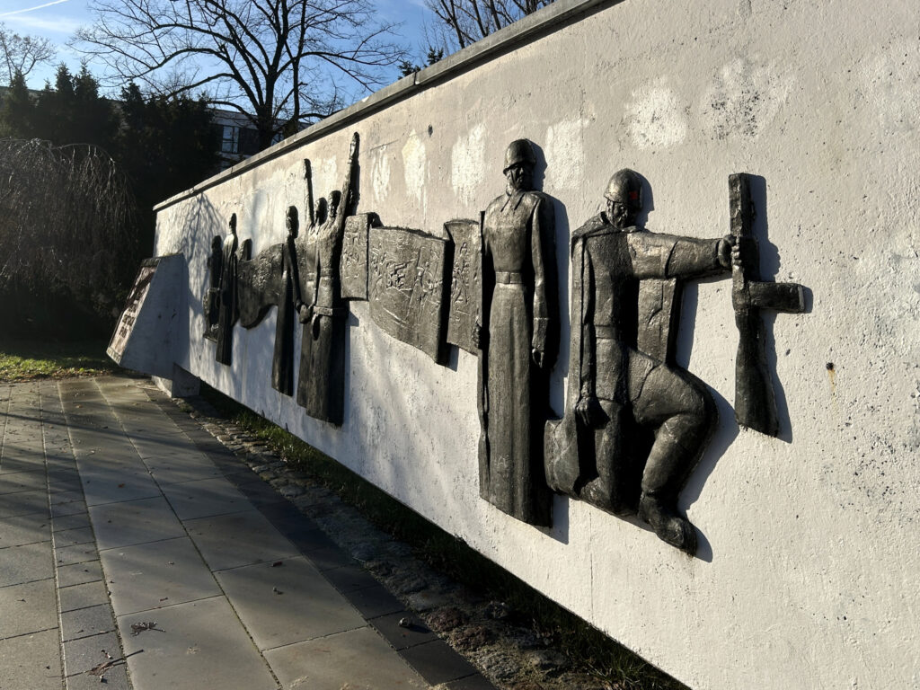 The relief on the Soviet war memorial.
