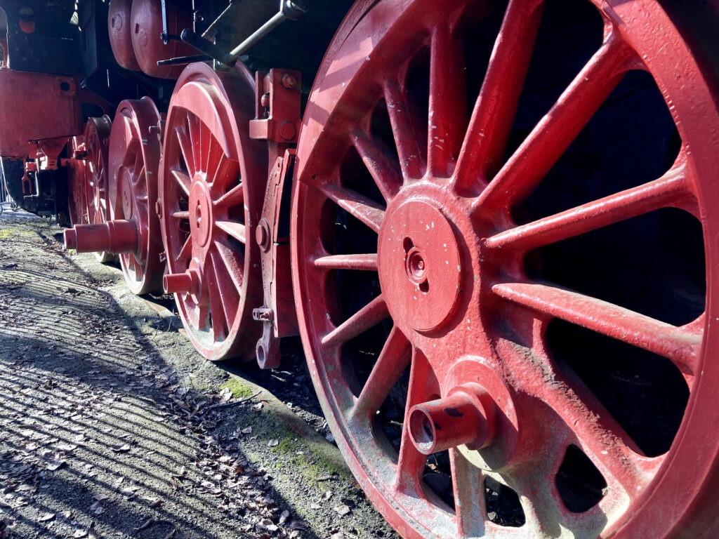 Damplokomotiv i Südgelände-parken.